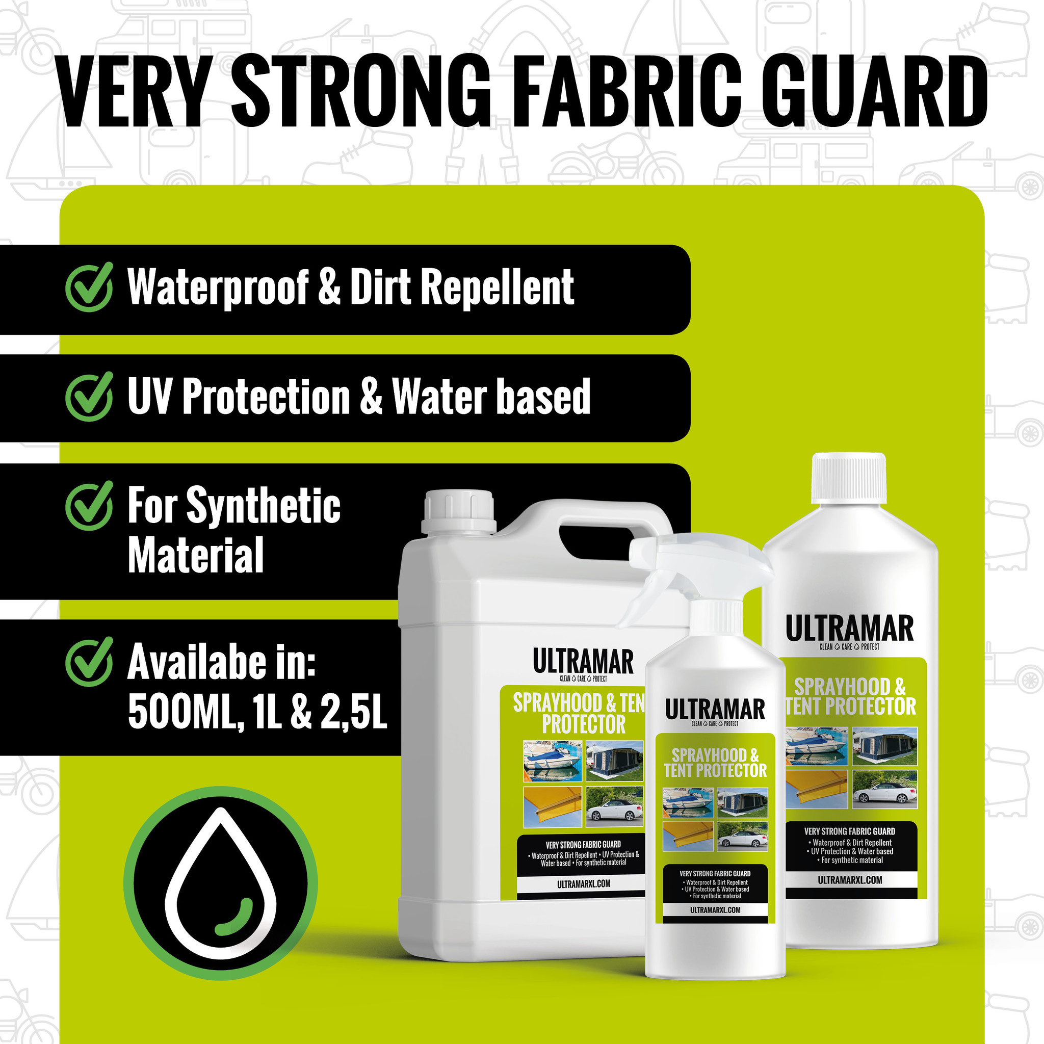 Ultramar sprayhood en tent protector impregneermiddel 1 liter Houten